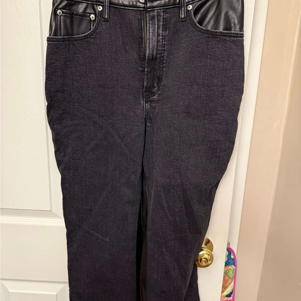 Abercrombie & Fitch Black Jeans with Leather Details